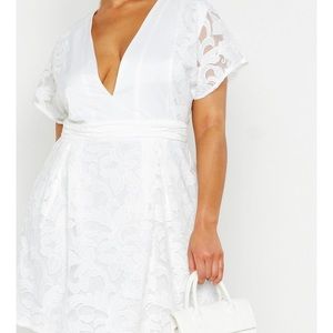 White v neck skater dress